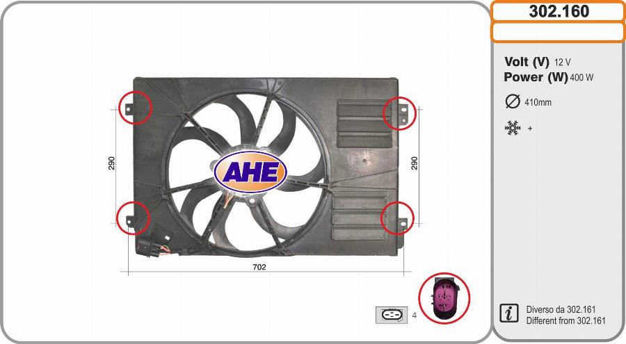 AHE 302.160 - Вентилятор, охлаждение двигателя autosila-amz.com