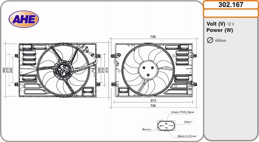 AHE 302.167 - Вентилятор, охлаждение двигателя autosila-amz.com