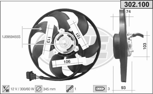 AHE 302.100 - Вентилятор, охлаждение двигателя autosila-amz.com