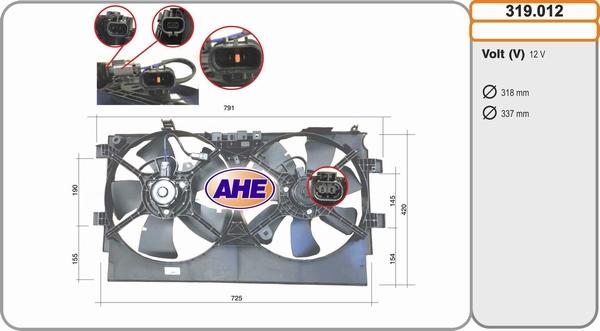 AHE 319.012 - Вентилятор, охлаждение двигателя autosila-amz.com
