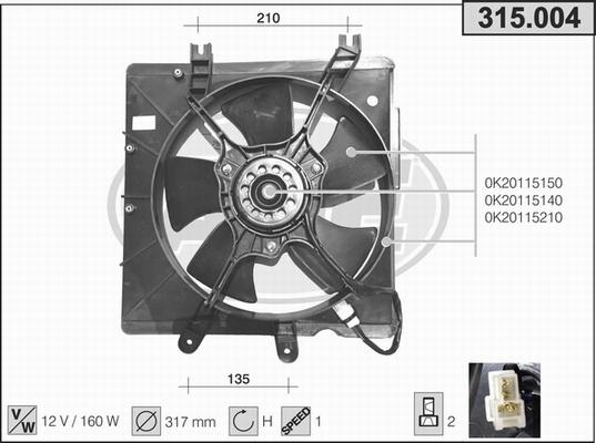 AHE 315.004 - Вентилятор, охлаждение двигателя autosila-amz.com