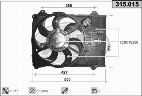 AHE 315.015 - Вентилятор, охлаждение двигателя autosila-amz.com