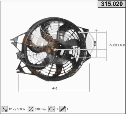 AHE 315.020 - Вентилятор, охлаждение двигателя autosila-amz.com