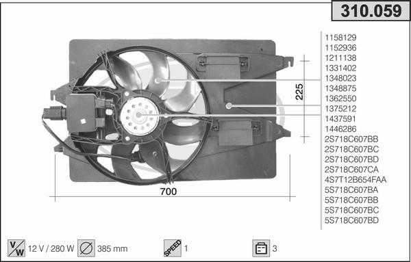 AHE 310.059 - Вентилятор, охлаждение двигателя autosila-amz.com