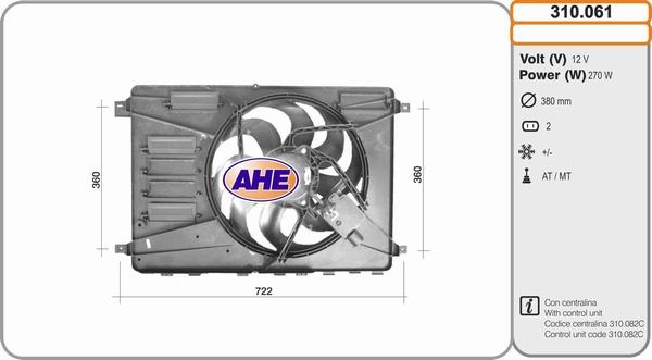 AHE 310.061 - Вентилятор, охлаждение двигателя autosila-amz.com