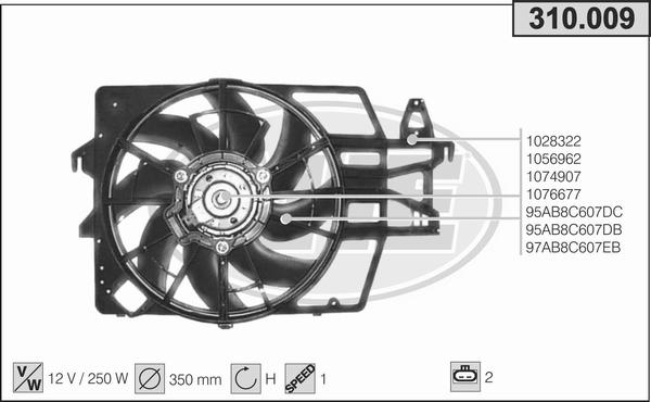 AHE 310.009 - Вентилятор, охлаждение двигателя autosila-amz.com