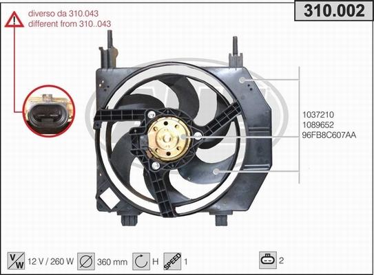 AHE 310.002 - Вентилятор, охлаждение двигателя autosila-amz.com