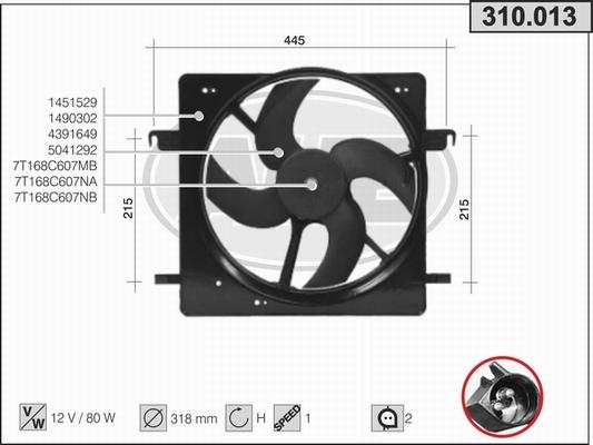 AHE 310.013 - Вентилятор, охлаждение двигателя autosila-amz.com