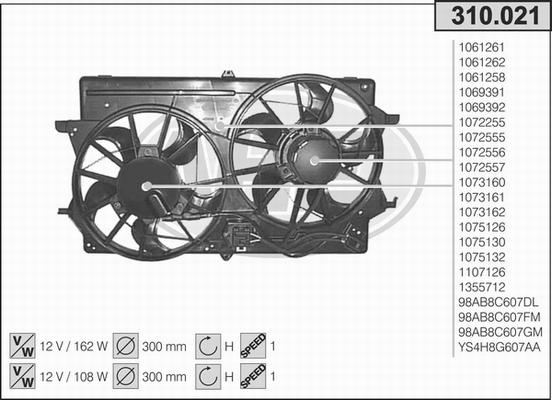 AHE 310.021 - Вентилятор, охлаждение двигателя autosila-amz.com