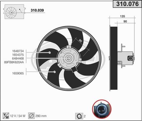 AHE 310.076 - Вентилятор, охлаждение двигателя autosila-amz.com