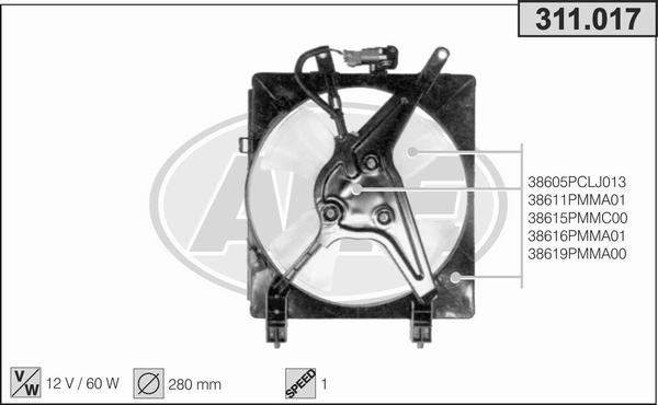 AHE 311.017 - Вентилятор, охлаждение двигателя autosila-amz.com