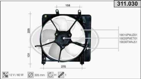 AHE 311.030 - Вентилятор, охлаждение двигателя autosila-amz.com