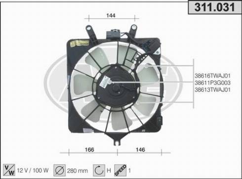 AHE 311.031 - Вентилятор, охлаждение двигателя autosila-amz.com