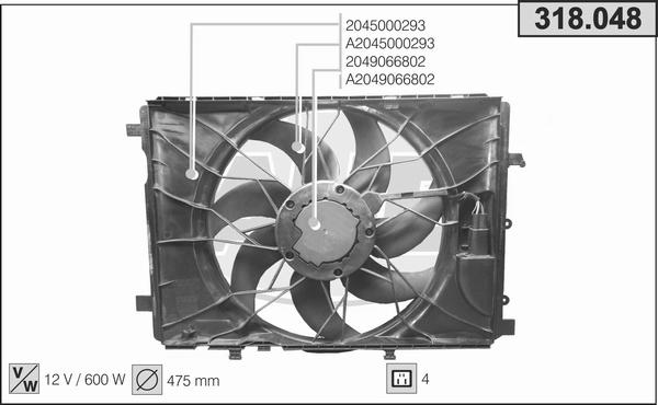 AHE 318.048 - Вентилятор, охлаждение двигателя autosila-amz.com