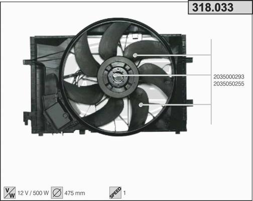 AHE 318.033 - Вентилятор, охлаждение двигателя autosila-amz.com