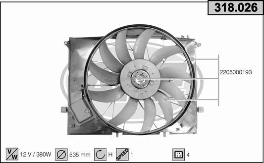AHE 318.026 - Вентилятор, охлаждение двигателя autosila-amz.com