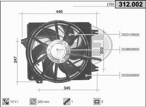 AHE 312.002 - Вентилятор, охлаждение двигателя autosila-amz.com