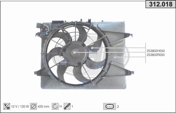 AHE 312.018 - Вентилятор, охлаждение двигателя autosila-amz.com