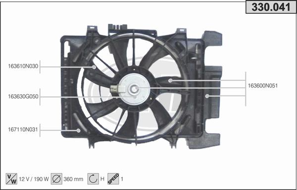 AHE 330.041 - Вентилятор, охлаждение двигателя autosila-amz.com
