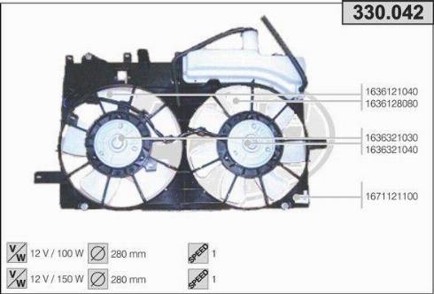 AHE 330.042 - Вентилятор, охлаждение двигателя autosila-amz.com