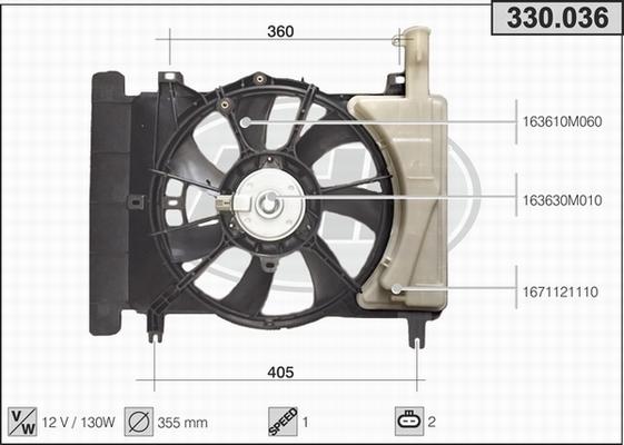 AHE 330.036 - Вентилятор, охлаждение двигателя autosila-amz.com