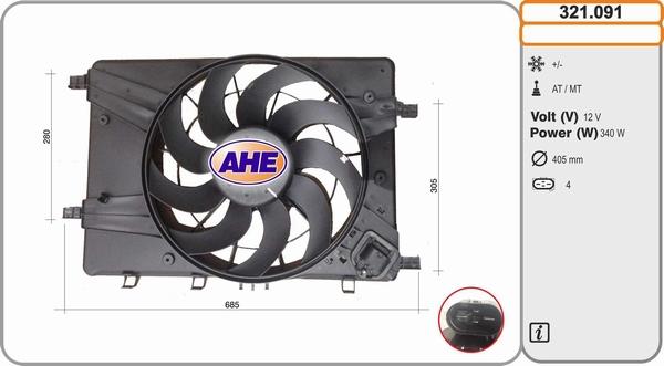 AHE 321.091 - Вентилятор, охлаждение двигателя autosila-amz.com