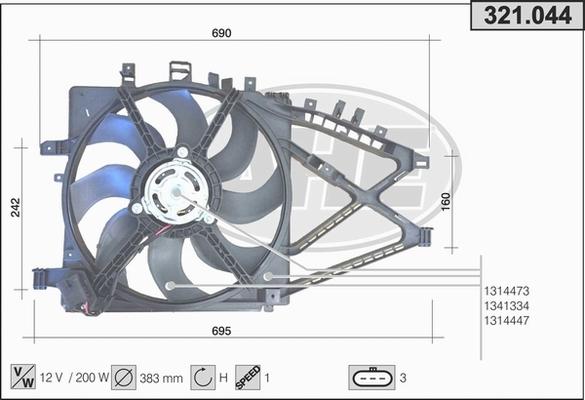 AHE 321.044 - Вентилятор, охлаждение двигателя autosila-amz.com