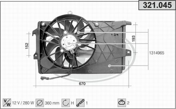 AHE 321.045 - Вентилятор, охлаждение двигателя autosila-amz.com