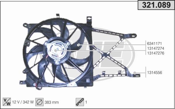 AHE 321.089 - Вентилятор, охлаждение двигателя autosila-amz.com