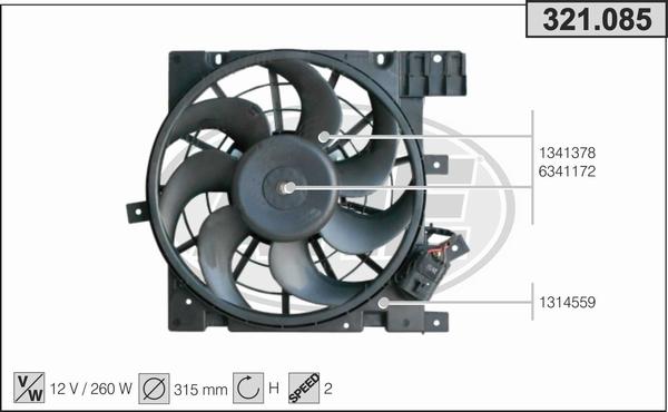 AHE 321.085 - Вентилятор, охлаждение двигателя autosila-amz.com