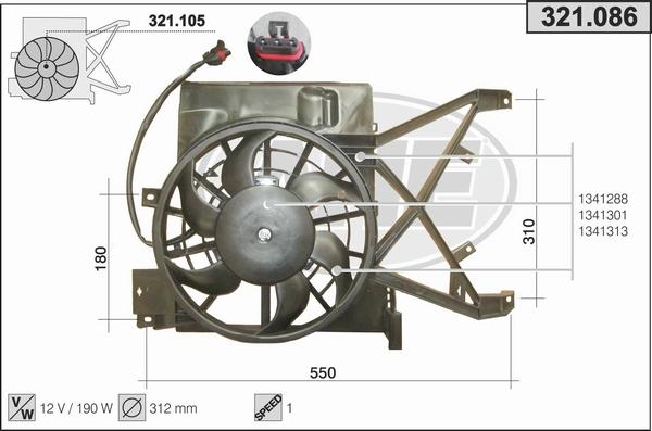 AHE 321.086 - Вентилятор, охлаждение двигателя autosila-amz.com