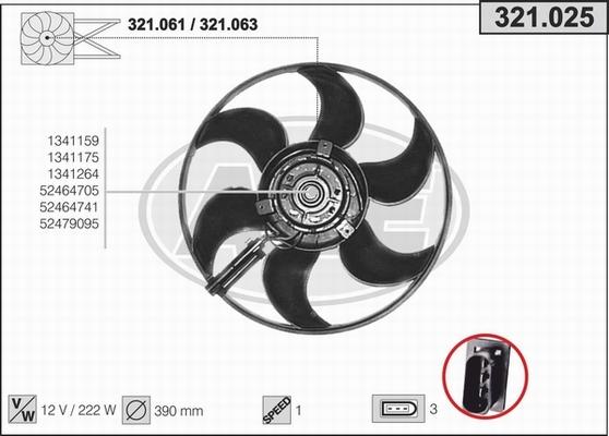 AHE 321.025 - Вентилятор, охлаждение двигателя autosila-amz.com