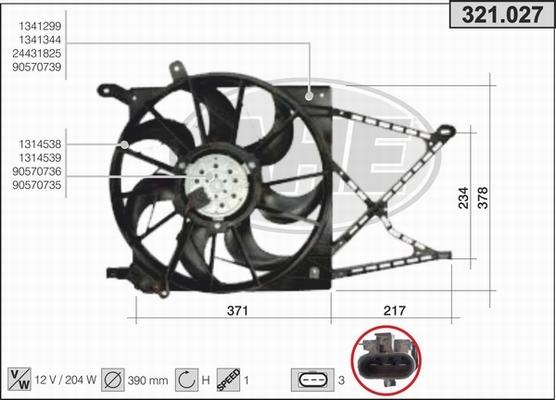 AHE 321.027 - Вентилятор, охлаждение двигателя autosila-amz.com