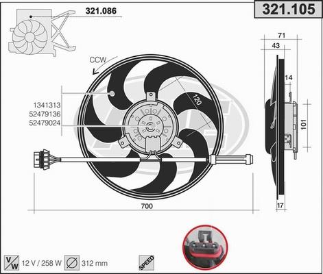 AHE 321.105 - Вентилятор, охлаждение двигателя autosila-amz.com