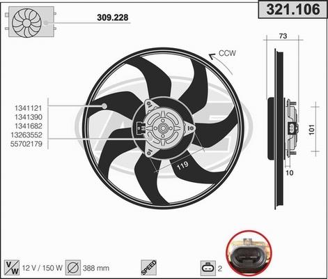 AHE 321.106 - Вентилятор, охлаждение двигателя autosila-amz.com