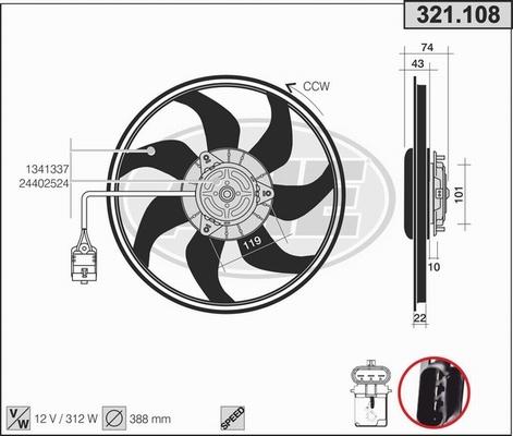 AHE 321.108 - Вентилятор, охлаждение двигателя autosila-amz.com