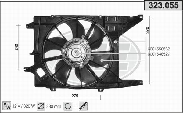 AHE 323.055 - Вентилятор, охлаждение двигателя autosila-amz.com