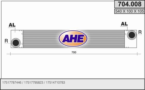 AHE 704.008 - Интеркулер, теплообменник турбины autosila-amz.com