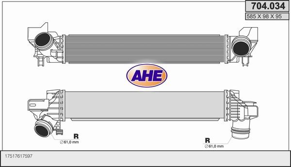 AHE 704.034 - Интеркулер, теплообменник турбины autosila-amz.com