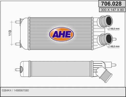 AHE 706.028 - Интеркулер, теплообменник турбины autosila-amz.com