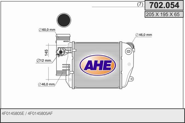 AHE 702.054 - Интеркулер, теплообменник турбины autosila-amz.com