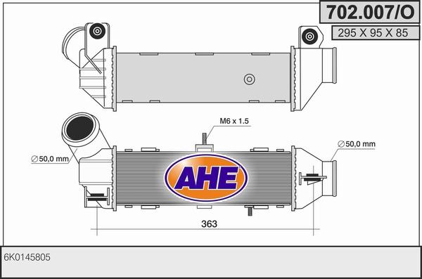 AHE 702.007/O - Интеркулер, теплообменник турбины autosila-amz.com