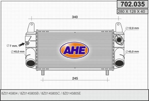 AHE 702.035 - Интеркулер, теплообменник турбины autosila-amz.com