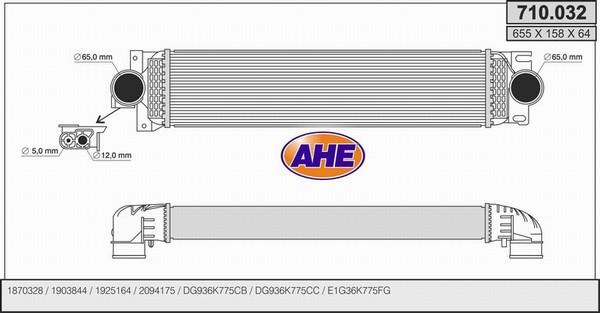 AHE 710.032 - Интеркулер, теплообменник турбины autosila-amz.com