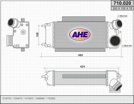 AHE 710.020 - Интеркулер, теплообменник турбины autosila-amz.com