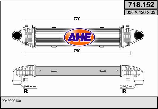 AHE 718.152 - Интеркулер, теплообменник турбины autosila-amz.com