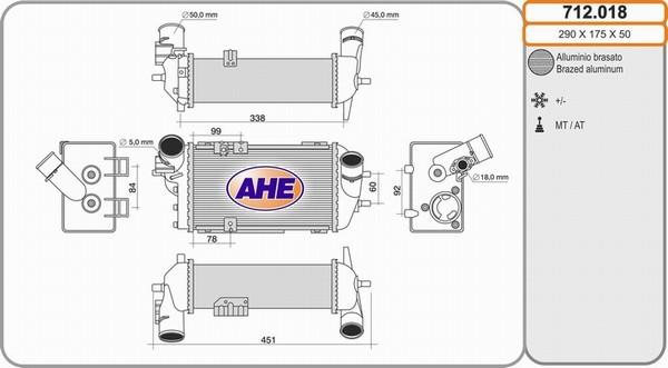 AHE 712.018 - Интеркулер, теплообменник турбины autosila-amz.com