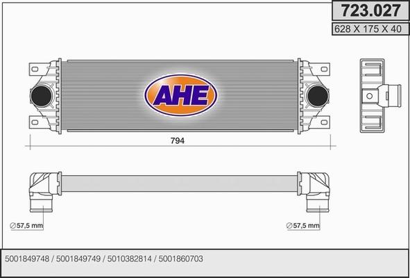 AHE 723.027 - Интеркулер, теплообменник турбины autosila-amz.com