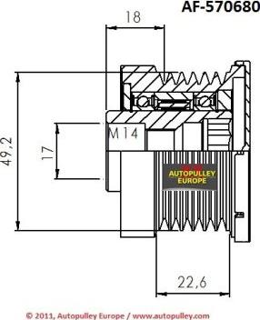 AINDE AF570680 - Шкив генератора, муфта autosila-amz.com