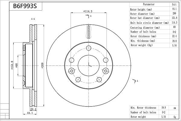 Aisin B6F993S - Тормозной диск autosila-amz.com